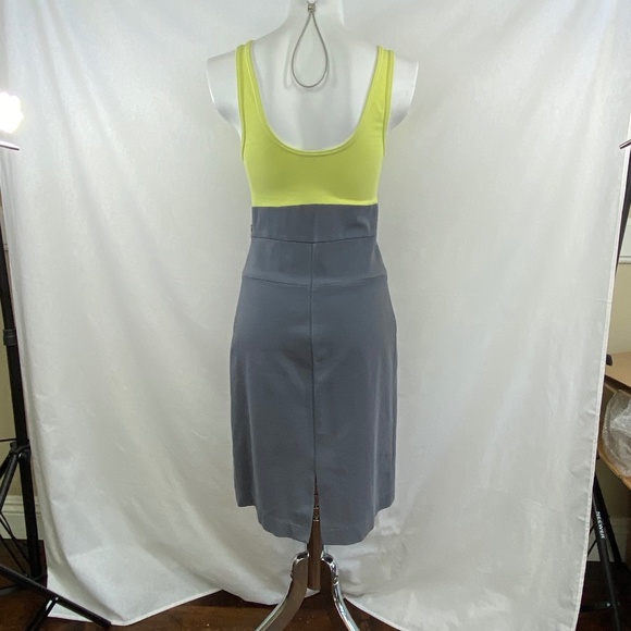 THEORY Jersey Dress grey-neon yellow color block 6 - Picture 3 of 8